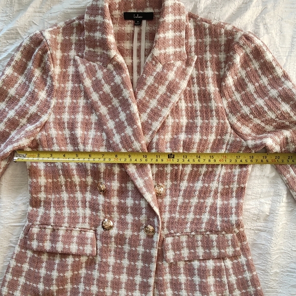 LULUS Women's Pink Plaid Double-Breasted Jacket - Picture 12 of 16